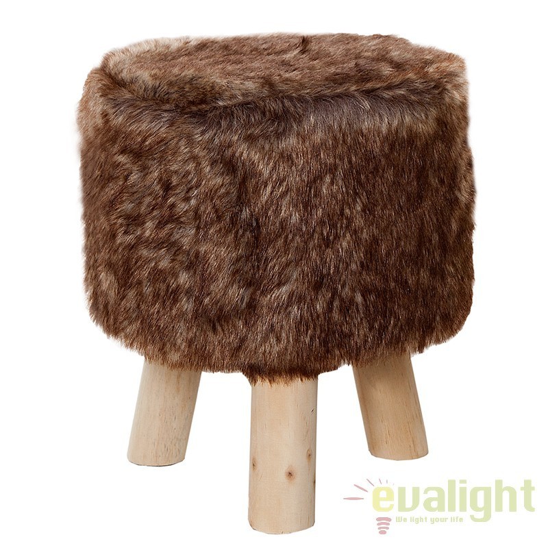 Taburete rustic cu blana sintetica maro Sit 35cm A-37002 VC, Promotii lustre, reduceri⭐ corpuri de iluminat, mobila si decoratiuni de interior si exterior.⭕Oferte Pret redus online ➽ www.evalight.ro❗ a