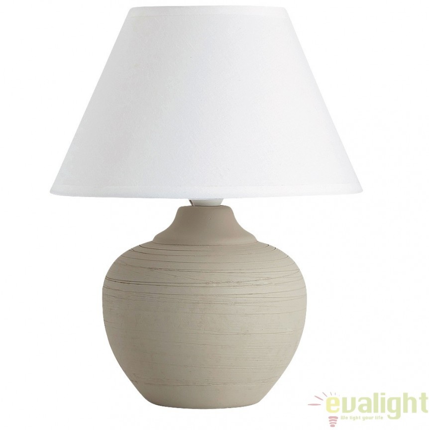 Veioza, lampa de masa din ceramica, finisaj bej/alb, diametru 20,5cm, Molly 4391 RX, Candelabre si Lustre moderne elegante⭐ modele clasice de lux pentru living, bucatarie si dormitor.✅ DeSiGn actual Top 2020!❤️Promotii lampi❗ ➽ www.evalight.ro. Oferte corpuri de iluminat suspendate pt camere de interior (înalte), suspensii (lungi) de tip lustre si candelabre, pendule decorative stil modern, clasic, rustic, baroc, scandinav, retro sau vintage, aplicate pe perete sau de tavan, cu cristale, abajur din material textil, lemn, metal, sticla, bec Edison sau LED, ieftine de calitate deosebita la cel mai bun pret. a