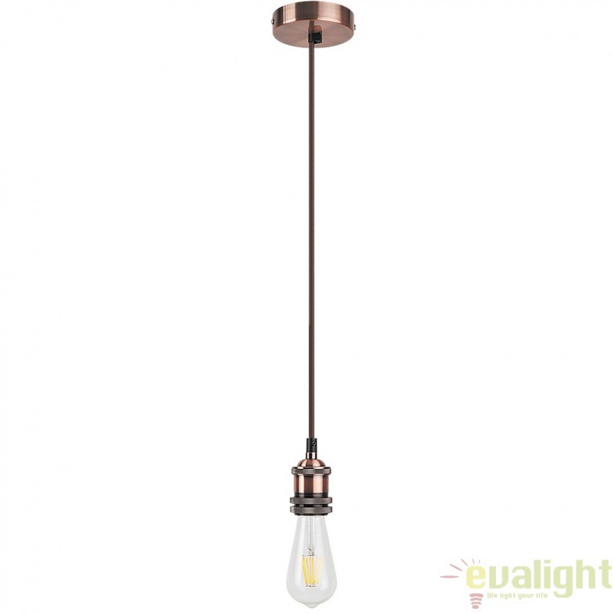 Lustra, Pendul design Industrial Style, finisaj bronz, diametru 10cm, Fixy 1417 RX, NOU❗ Lustre VINTAGE, RETRO, INDUSTRIA Style⭐cele mai iubite❤️ corpuri de iluminat decorative moderne.✅Design antichizat unic!❤️Promotii lampi❗ ➽ www.evalight.ro. Alege candelabre elegante de lux pentru camere interior (bucatarie, dormitor si living) decorate in stil vintage sau retro, modele de calitate deosebita la cel mai bun pret. a