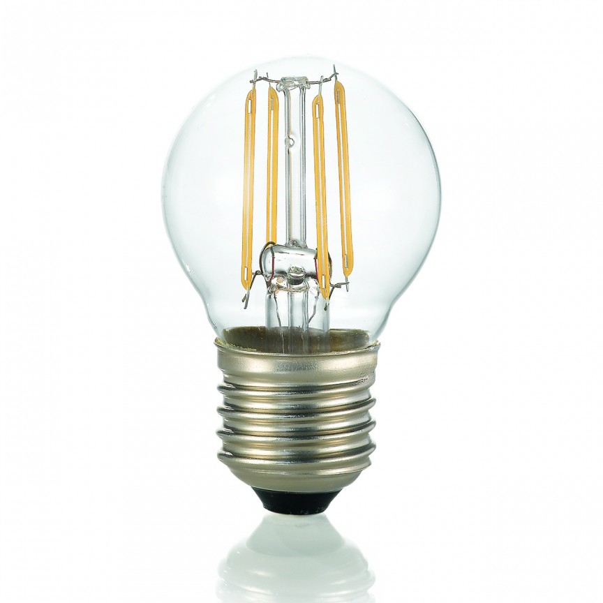 Bec LED E27 4W Sfera TRASPARENTE 4000K 153957, Becuri LED E27 - Bec soclu E27 - dulie bec E27⭐ modele becuri economice LED si clasice cu filament Edison style, decorative vintage.✅Clasa eficienta energetica❗ ➽ www.evalight.ro. Alege temperatura de culoare potrivita a becurilor functie de tipul de iluminare: cu lumina calda, rece, naturala sau neutra. 
Becuri cu soclu (dulie) de tip E27, surse de iluminat inteligente: cu senzor de miscare (telecomanda), (solare) cu consum redus de energie, surse incandescente cu dulie si soclu normale (ceramica, sticla, plastic, aluminiu), LED dimabile cu lumina calda (3000K), lumina rece alba (6500K) si lumina neutra (4000K), lumina naturala, flux luminos cu lumeni, bec LED echivalent 40W / 60W / 100W  tensinea curentului electric este de 12V fata de 220V (Volti) si durata mare de viata, becuri cu lumina puternica stralucitoare, colorate si multicolore, cu forma de lumanare, glob mare sau mic, rezistente la caldura si la apa, ce se aprinde instant la trecerea curentului electric, cu garantie cel mai bun pret❗ a