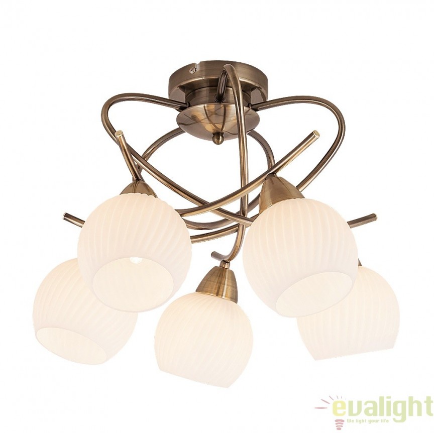 Plafoniera cu 5 brate design Clasic, finisaj bronz antic, Evangeline 7120 RX, Lustre/Plafoniere clasice, tavan⭐modele elegante de lux pentru dormitor living, hol.✅DeSiGn decorativ unic!❤️Promotii lampi❗ ➽www.evalight.ro. Alege oferte la corpuri de iluminat interior stil clasic pt perete si tavane joase, decor cristal, bec LED sau vintage, ieftine de calitate deosebita la cel mai bun pret. a