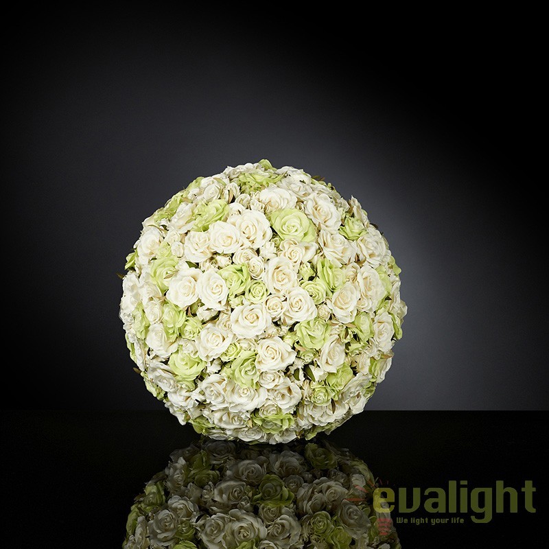 Aranjament floral elegant in forma de sfera, SPHERE SMALL ROSES MIX BIG 1141288.61, Aranjamente florale de lux, plante decorative & flori artificiale in ghiveci⭐ modele design modern ornamental natural pentru decor casa❗ ➽ www.evalight.ro. a