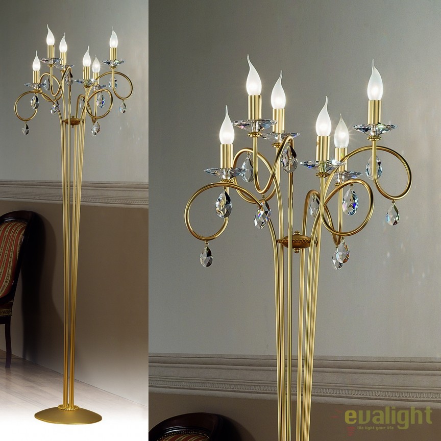 Lampadar stil clasic cu cristale Swarovski Giada auriu mat, Lampadare Cristal, lux⭐ modele elegante din cristal Swarovski, Bohemia, Asfour.✅Design decorativ Premium!❤️Promotii lampi❗ ➽ www.evalight.ro. Alege corpuri de iluminat cristal tip lampadar de podea moderne, clasice, traditionale, exclusive, calitate deosebita la cel mai bun pret. a