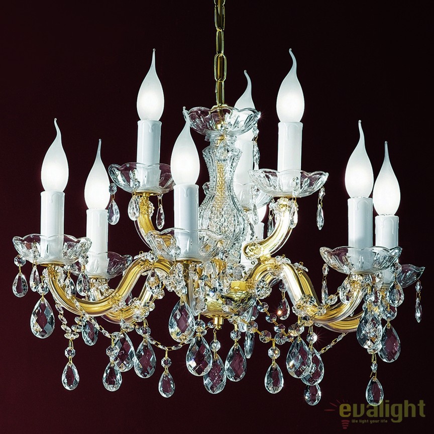 Candelabru stil clasic cu 9 brate Marie Claire auriu LU 2243/6+3 gold OR, Corpuri de iluminat clasice⭐ modele lustre interior pentru living, dormitor, bucatarie, baie, hol.✅DeSiGn decorativ unic!❤️Promotii lampi❗ ➽www.evalight.ro. Alege Corpuri de iluminat interior elegante in stil clasic, suspendate sau aplicate de tavan si perete, decorate traditional, industrial, retro sau vintage, pt casa, ieftine si de lux, calitate deosebita la cel mai bun pret. 
 a