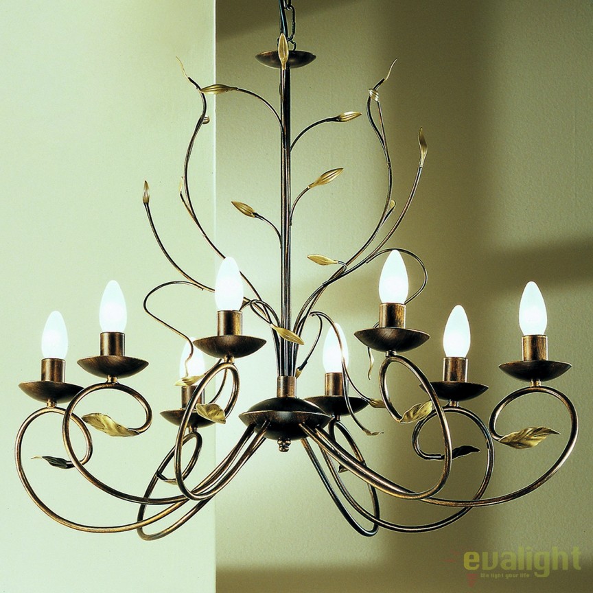 Candelabru design rustic cu 8 brate Luca LU 1571/8 Antik OR, Candelabre si Lustre moderne elegante⭐ modele clasice de lux pentru living, bucatarie si dormitor.✅ DeSiGn actual Top 2020!❤️Promotii lampi❗ ➽ www.evalight.ro. Oferte corpuri de iluminat suspendate pt camere de interior (înalte), suspensii (lungi) de tip lustre si candelabre, pendule decorative stil modern, clasic, rustic, baroc, scandinav, retro sau vintage, aplicate pe perete sau de tavan, cu cristale, abajur din material textil, lemn, metal, sticla, bec Edison sau LED, ieftine de calitate deosebita la cel mai bun pret. a