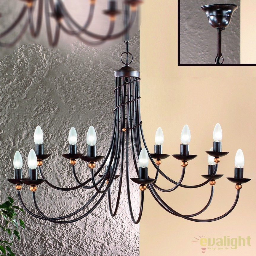 Candelabru design rustic cu 12 brate Giovanni LU 1632/6+6 Antik OR, Candelabre si Lustre moderne elegante⭐ modele clasice de lux pentru living, bucatarie si dormitor.✅ DeSiGn actual Top 2020!❤️Promotii lampi❗ ➽ www.evalight.ro. Oferte corpuri de iluminat suspendate pt camere de interior (înalte), suspensii (lungi) de tip lustre si candelabre, pendule decorative stil modern, clasic, rustic, baroc, scandinav, retro sau vintage, aplicate pe perete sau de tavan, cu cristale, abajur din material textil, lemn, metal, sticla, bec Edison sau LED, ieftine de calitate deosebita la cel mai bun pret. a