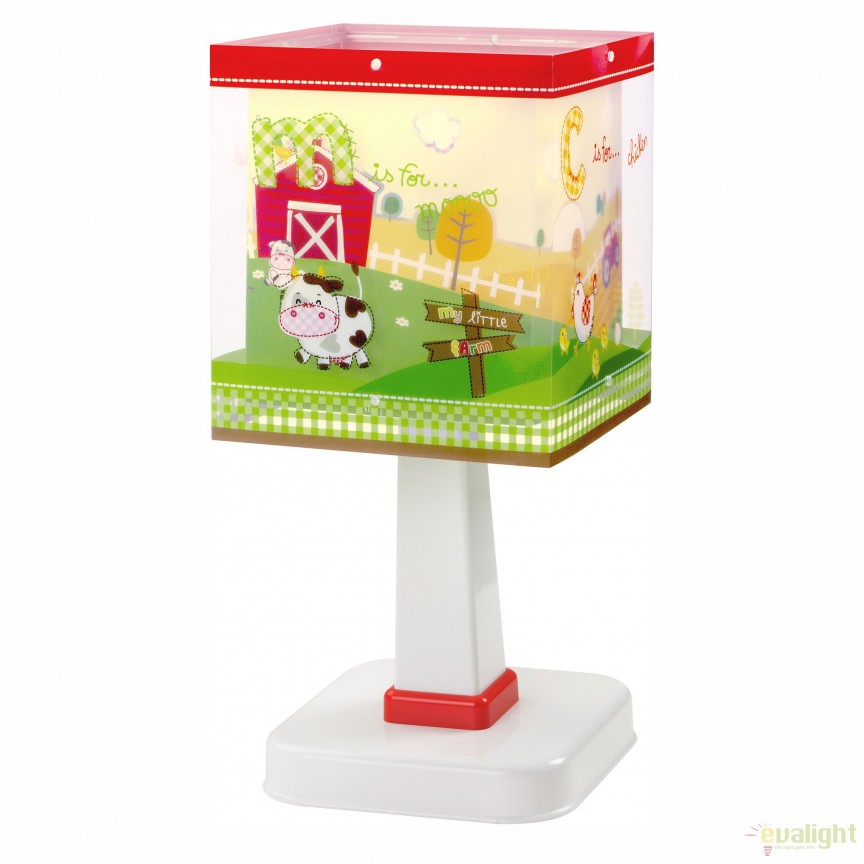 Veioza camera copii cu imagini imprimate, My Little Farm 64401 DB, Corpuri de iluminat pentru camera copiilor⭐ lustre, aplice de perete, plafoniere tavan, lampi de veghe LED pentru dormitor copii fete si baieti. ✅DeSiGn decorativ DISNEY unic!❤️Promotii❗ Magazin online ➽ www.evalight.ro. Alege oferte candelabre pentru copii frumoase de tip pendule & lustre suspendate si suspensii colorate, lampi cu protectie bebe, calitate deosebita la cel mai bun pret!
 a