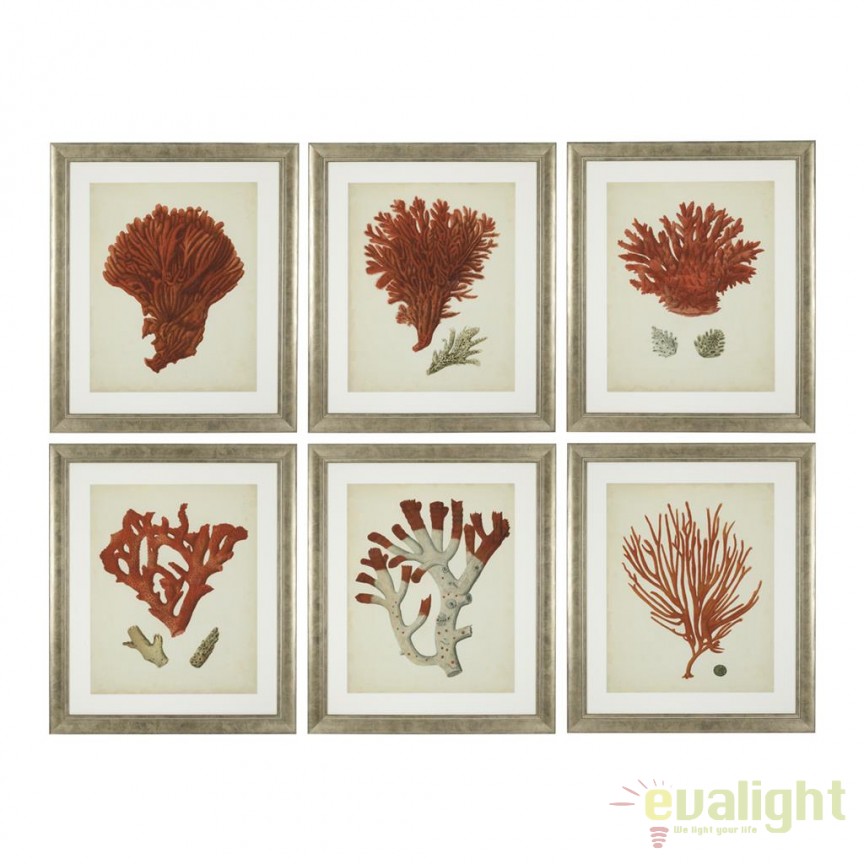 Set de 6 tablouri design LUX Antique red corals 111741 HZ, Tablouri decorative perete ⭐ modele mari de lux moderne si canvas pentru living dormitor❗ ➽www.evalight.ro. ✅Alege tablouri si decoratiuni elegante de tip postere, printuri, afise, stickere, abstracte, pictate pe panza sau sticla cu rama din lemn, metalice, ieftine si de calitate la cel mai bun pret.


 a