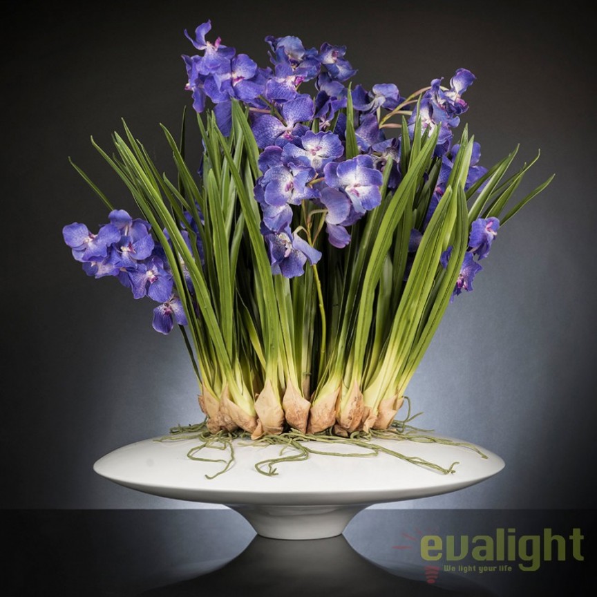 Aranjament floral LUX CYMBIDIUM violet, 80x95cm, Aranjamente florale de lux, plante decorative & flori artificiale in ghiveci⭐ modele design modern ornamental natural pentru decor casa❗ ➽ www.evalight.ro. a