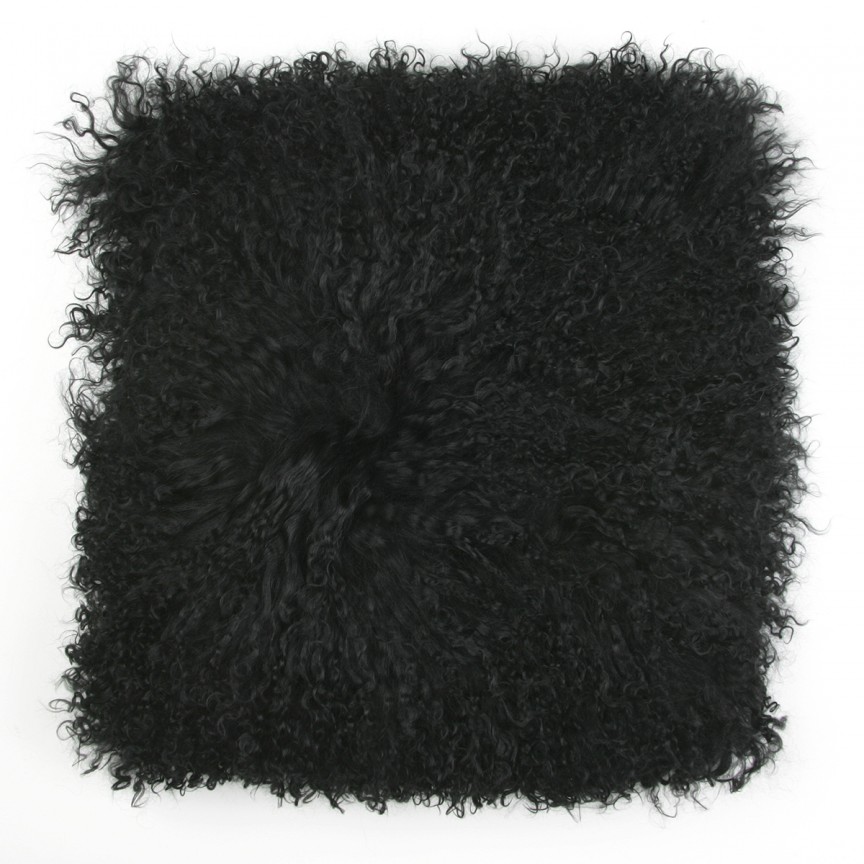 Perna cu piele de oaie LW Tibetan 50x50cm Velvet Black CLTS50V-TBK, Perne decorative / Fete de perna moderne pentru decor canapea living si pat dormitor⭐ modele de lux deosebite✅ pufoase de catifea, blana, vintage, ideale pt camera de zi si o sufragerie eleganta❗ ➽ www.evalight.ro.  a