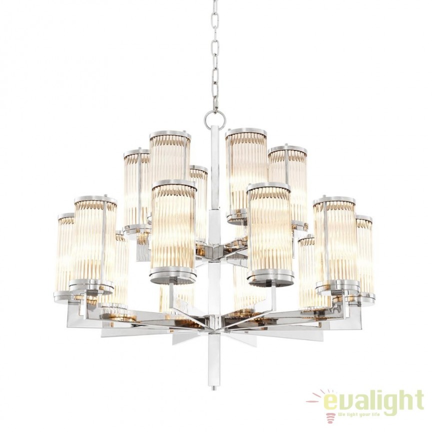 Candelabru LUX cu 16 brate Claridges Dual nickel 111655 HZ, Corpuri de iluminat clasice⭐ modele lustre interior pentru living, dormitor, bucatarie, baie, hol.✅DeSiGn decorativ unic!❤️Promotii lampi❗ ➽www.evalight.ro. Alege Corpuri de iluminat interior elegante in stil clasic, suspendate sau aplicate de tavan si perete, decorate traditional, industrial, retro sau vintage, pt casa, ieftine si de lux, calitate deosebita la cel mai bun pret. 
 a