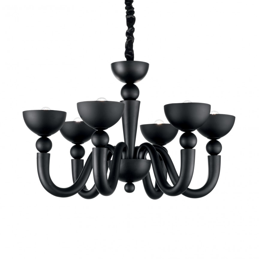 Candelabru LUX stil venetian cu 6 brate BON BON SP6 NERO 140339, Corpuri de iluminat clasice⭐ modele lustre interior pentru living, dormitor, bucatarie, baie, hol.✅DeSiGn decorativ unic!❤️Promotii lampi❗ ➽www.evalight.ro. Alege Corpuri de iluminat interior elegante in stil clasic, suspendate sau aplicate de tavan si perete, decorate traditional, industrial, retro sau vintage, pt casa, ieftine si de lux, calitate deosebita la cel mai bun pret. 
 a