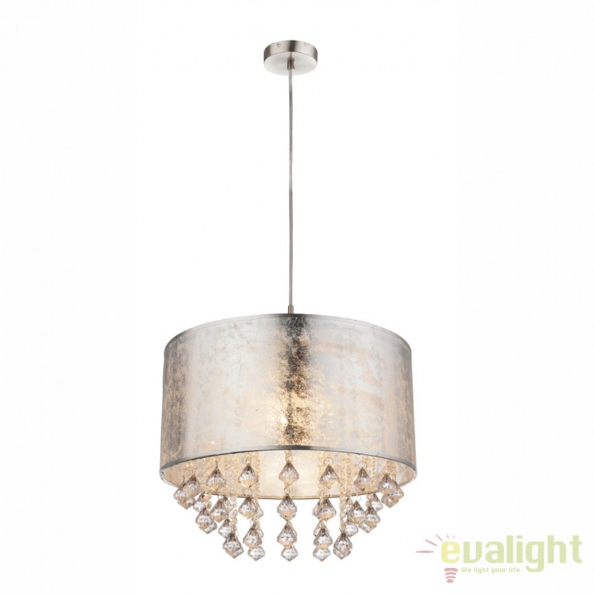 Lustra / Pendul design modern Amy argintiu 15188H3 GL, Candelabre si Lustre moderne elegante⭐ modele clasice de lux pentru living, bucatarie si dormitor.✅ DeSiGn actual Top 2020!❤️Promotii lampi❗ ➽ www.evalight.ro. Oferte corpuri de iluminat suspendate pt camere de interior (înalte), suspensii (lungi) de tip lustre si candelabre, pendule decorative stil modern, clasic, rustic, baroc, scandinav, retro sau vintage, aplicate pe perete sau de tavan, cu cristale, abajur din material textil, lemn, metal, sticla, bec Edison sau LED, ieftine de calitate deosebita la cel mai bun pret. a