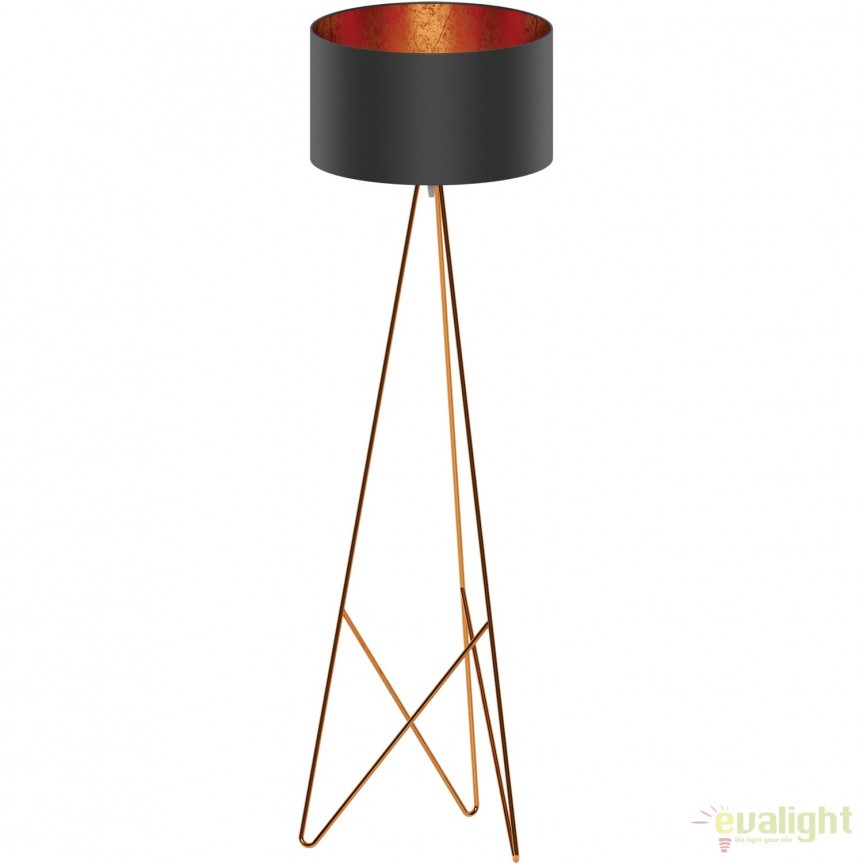 Lampadar elegant design modern CAMPORALE cupru/ negru 39229 EL, Lampadare moderne de podea⭐ modele elegante pentru iluminat camera living dormitor.✅DeSiGn decorativ de lux unic!❤️Promotii lampi❗ ➽www.evalight.ro. Alege corpuri de iluminat de podea pt interior cu reader LED, ieftine de calitate deosebita la cel mai bun pret. a