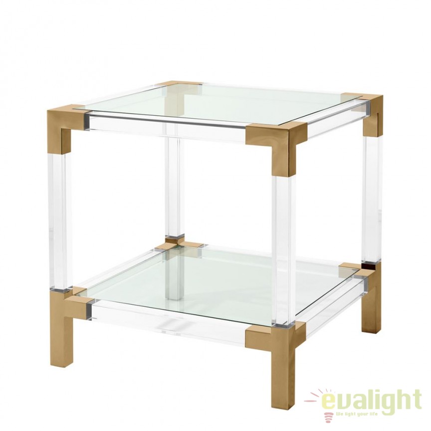 Masuta laterala design LUX Royalton alama/ transparent 111984 HZ, Mobilier decorativ, modern⭐ decoratiuni interioare de lux cu design Vintage & Retro pentru living si dormitor.❤️Promotii mobila clasica, scandinava, nordica, minimalista, rustica❗ ➽ www.evalight.ro.  a