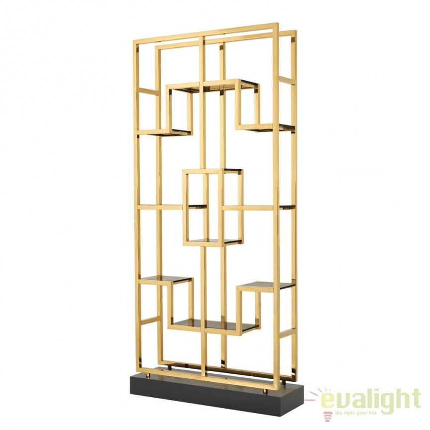 Raft design LUX din otel inoxidabil finisaj auriu Lagonda 110679 HZ, Vitrine / Rafturi, moderne⭐ modele decorative de lux din lemn, metalice sau sticla pentru living.❤️Promotii mobila perete❗ ➽ www.evalight.ro. a