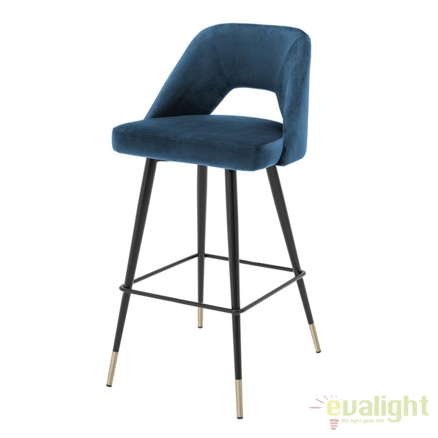 Scaun de bar design LUX, Bar Stool Avorio, albastru H-100cm 112056 HZ, Scaune de bar inalte⭐ modele moderne reglabile pe inaltime din lemn sau metal pentru bar bucatarie, mese cafenea.❤️Promotii scaune de bar❗ ➽ www.evalight.ro. Alege scaunele de bar potrivite pt pult casa si mobilier dining si restaurant HoReCa, stil vintage (retro si industriale), tip taburete, rotative, rezistente, cu sejut din plastic sau tapitate cu catifea, piele naturala (ecologica), din material textil, cu spatar si brate, picioare lemn, metalice cu rotile, pivotante cu piston, cu roti, pliabile, ieftine si de calitate deosebita la cel mai bun pret. a