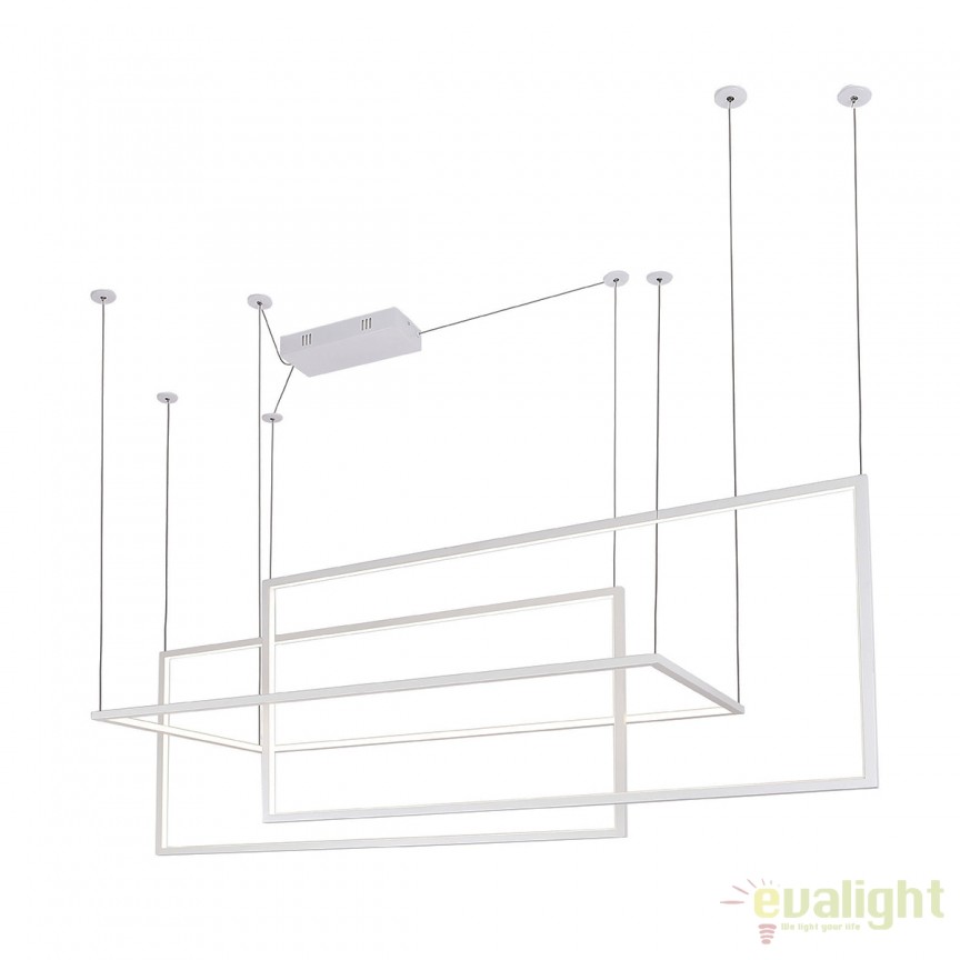 Lustra LED XXL suspendata design modern GEOMETRIC alba P0272 MX, Lustre LED, moderne⭐ modele pendule pentru iluminat dormitor, living, bucatarie.✅DeSiGn decorativ unic!❤️Promotii lampi LED❗ ➽ www.evalight.ro. Alege corpuri de iluminat cu LED suspendate pt interior, suspensii elegante de lux cu cristale (becuri cu leduri si module LED integrate cu lumina calda, naturala sau rece), ieftine de calitate deosebita la cel mai bun pret.  a