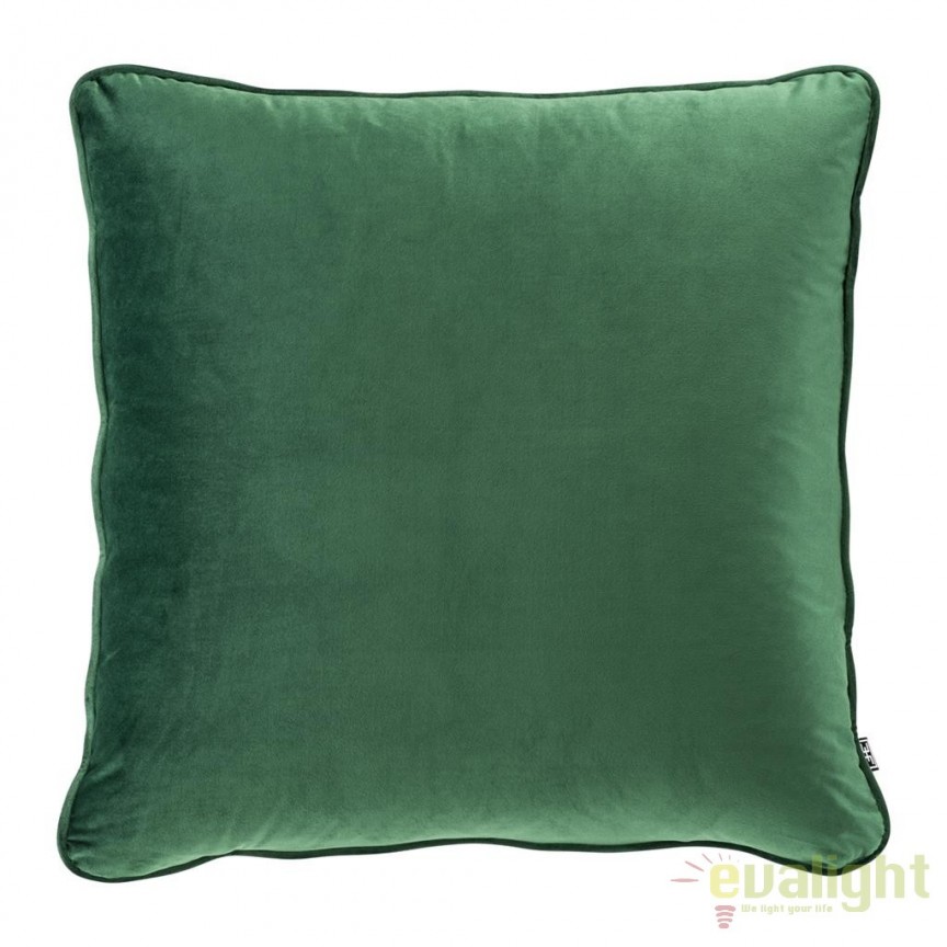 Perna decorativa din catifea verde Roche, 60x60cm 112031 HZ, Perne decorative / Fete de perna moderne pentru decor canapea living si pat dormitor⭐ modele de lux deosebite✅ pufoase de catifea, blana, vintage, ideale pt camera de zi si o sufragerie eleganta❗ ➽ www.evalight.ro.  a