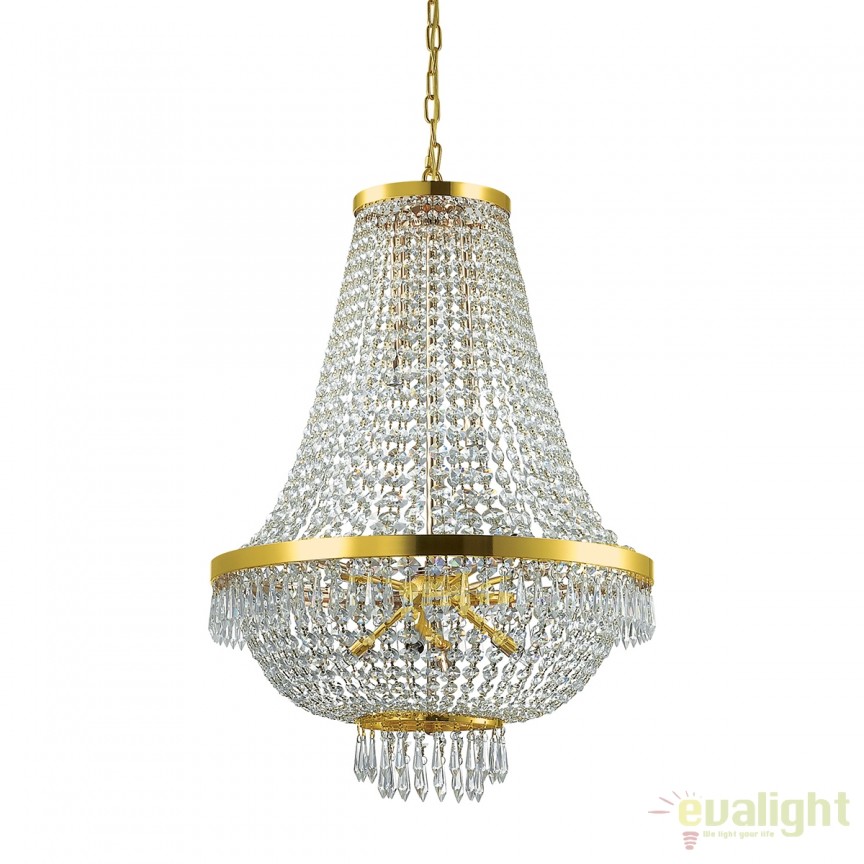 Lustra design elegant casa scarii CAESAR SP12 ORO 114743, Candelabre clasice / Lustre si Pendule⭐ modele elegante de lux pentru iluminat living, dormitor, bucatarie.✅DeSiGn decorativ unic!❤️Promotii❗ Lustre clasice ➽ www.evalight.ro. Alege oferte la colectii NOI de corpuri de iluminat pt interior în stil clasic, industrial, retro sau vintage, lampi suspendate deosebite de tip suspensii, decorate cu margele cu cristal, abajur textil, de sticla, becuri normale tip lumanare cu filament sau LED, ieftine de calitate la cel mai bun pret. a