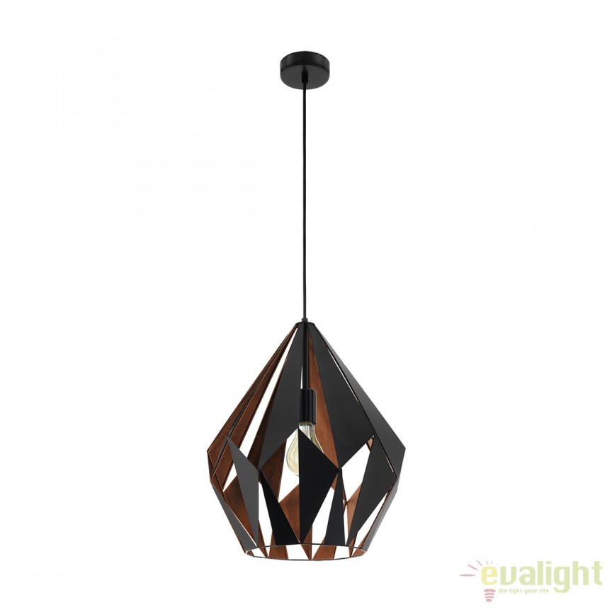 Lustra, Pendul Industrial Style, finisaj cupru/negru, diametru 38,5cm, CARLTON 1 49878 EL, Candelabre si Lustre moderne elegante⭐ modele clasice de lux pentru living, bucatarie si dormitor.✅ DeSiGn actual Top 2020!❤️Promotii lampi❗ ➽ www.evalight.ro. Oferte corpuri de iluminat suspendate pt camere de interior (înalte), suspensii (lungi) de tip lustre si candelabre, pendule decorative stil modern, clasic, rustic, baroc, scandinav, retro sau vintage, aplicate pe perete sau de tavan, cu cristale, abajur din material textil, lemn, metal, sticla, bec Edison sau LED, ieftine de calitate deosebita la cel mai bun pret. a