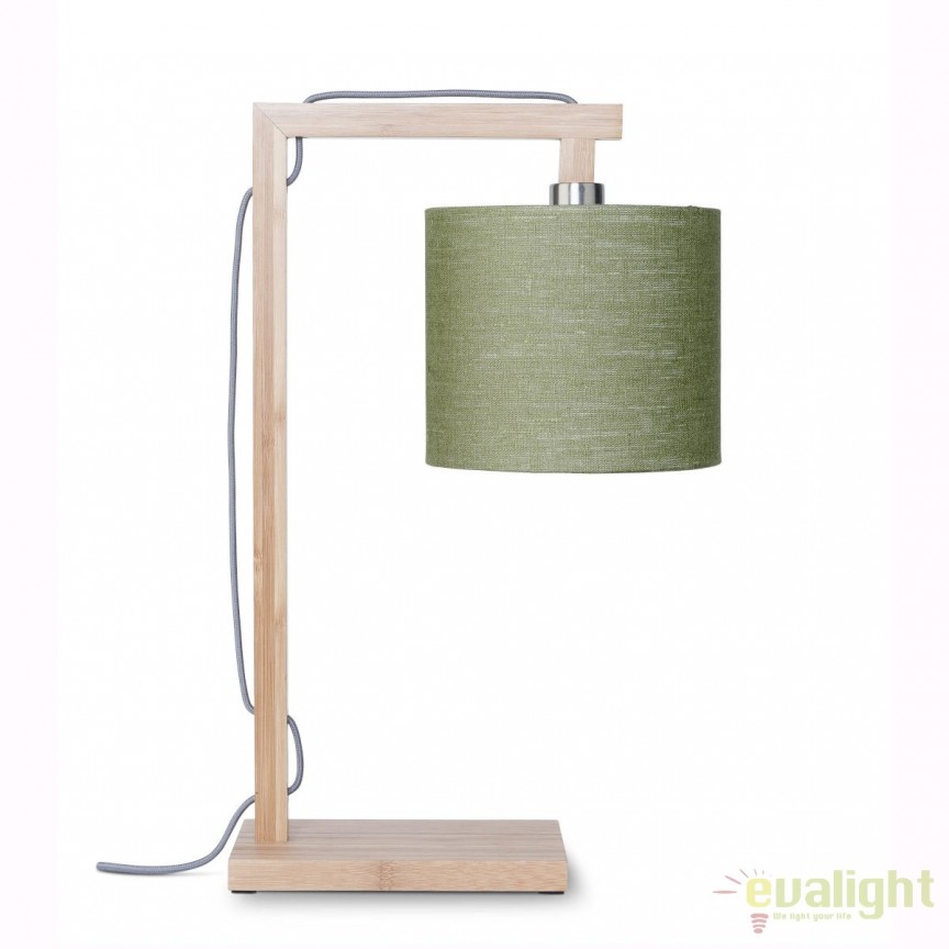 Lampa de masa moderna cu baza din lemn de bambus, HIMALAYA, verde HIMALAYA/T/1815/GF, Candelabre si Lustre moderne elegante⭐ modele clasice de lux pentru living, bucatarie si dormitor.✅ DeSiGn actual Top 2020!❤️Promotii lampi❗ ➽ www.evalight.ro. Oferte corpuri de iluminat suspendate pt camere de interior (înalte), suspensii (lungi) de tip lustre si candelabre, pendule decorative stil modern, clasic, rustic, baroc, scandinav, retro sau vintage, aplicate pe perete sau de tavan, cu cristale, abajur din material textil, lemn, metal, sticla, bec Edison sau LED, ieftine de calitate deosebita la cel mai bun pret. a