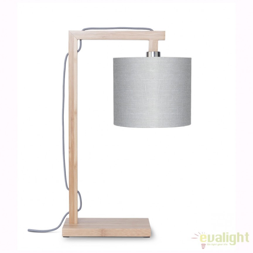 Lampa de masa moderna cu baza din lemn de bambus, HIMALAYA, gri deschis HIMALAYA/T/1815/LG, Candelabre si Lustre moderne elegante⭐ modele clasice de lux pentru living, bucatarie si dormitor.✅ DeSiGn actual Top 2020!❤️Promotii lampi❗ ➽ www.evalight.ro. Oferte corpuri de iluminat suspendate pt camere de interior (înalte), suspensii (lungi) de tip lustre si candelabre, pendule decorative stil modern, clasic, rustic, baroc, scandinav, retro sau vintage, aplicate pe perete sau de tavan, cu cristale, abajur din material textil, lemn, metal, sticla, bec Edison sau LED, ieftine de calitate deosebita la cel mai bun pret. a