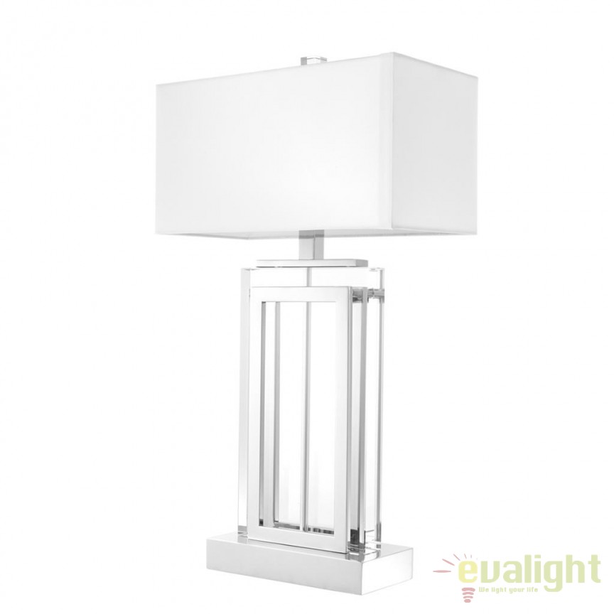 Veioza, lampa de masa LUX Arlington nickel/ crystal 112407 HZ, Candelabre si Lustre moderne elegante⭐ modele clasice de lux pentru living, bucatarie si dormitor.✅ DeSiGn actual Top 2020!❤️Promotii lampi❗ ➽ www.evalight.ro. Oferte corpuri de iluminat suspendate pt camere de interior (înalte), suspensii (lungi) de tip lustre si candelabre, pendule decorative stil modern, clasic, rustic, baroc, scandinav, retro sau vintage, aplicate pe perete sau de tavan, cu cristale, abajur din material textil, lemn, metal, sticla, bec Edison sau LED, ieftine de calitate deosebita la cel mai bun pret. a