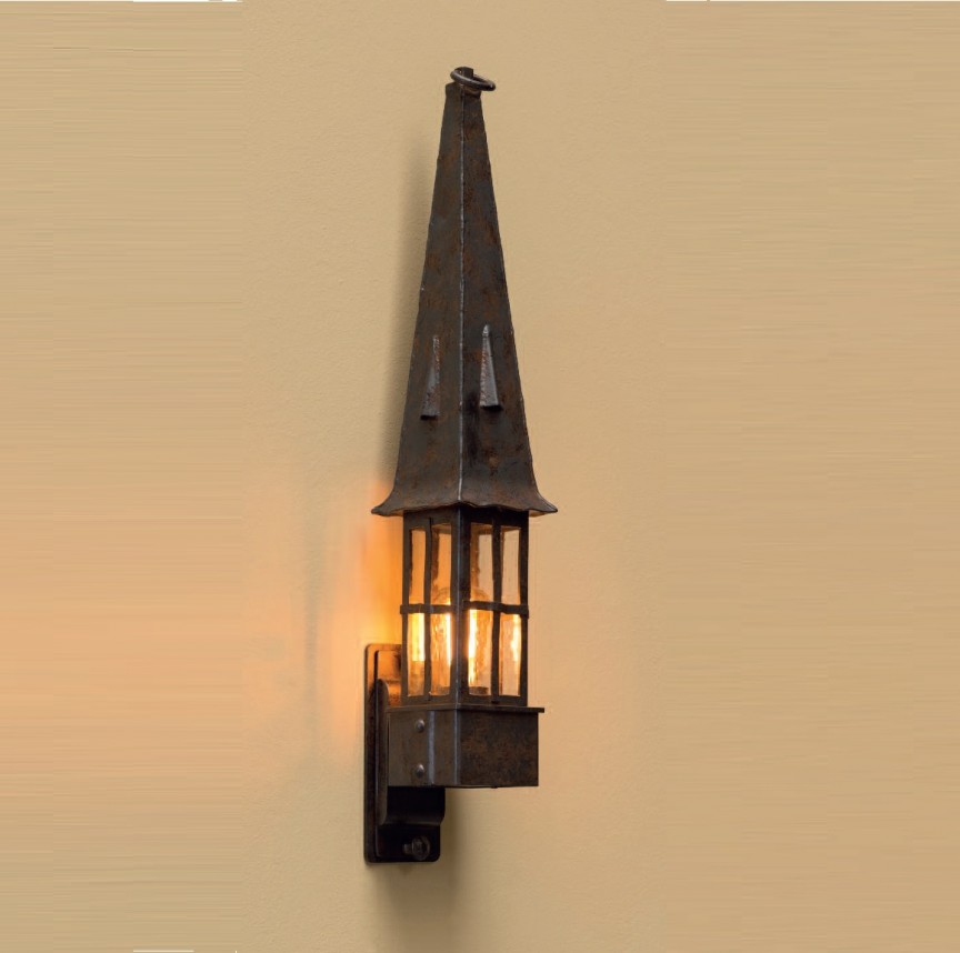 Aplica iluminat exterior din fier forjat, design medieval cu acoperis ascutit, WL 3646, Corpuri de iluminat exterior si interior din Fier Forjat⭐ modele de lux pentru casa si foisor .✅DeSiGn metalic decorativ unic❗ ➽ www.evalight.ro. a