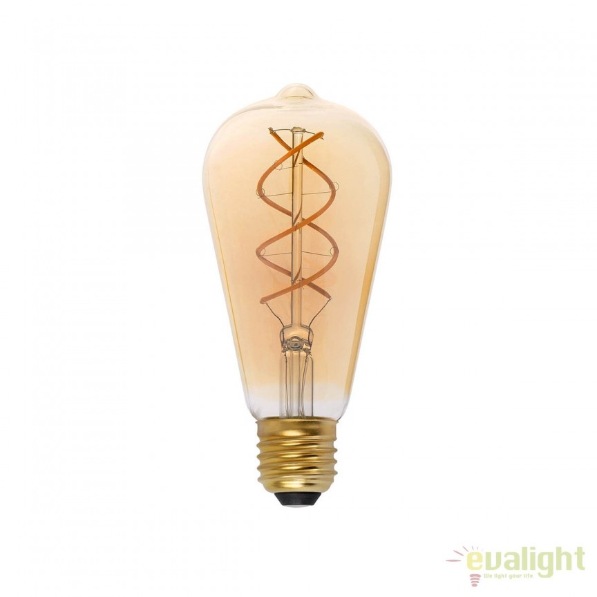 BEC LED filament dimabil 5W E27 2000K lumina calda AMBER 17409 , Becuri, LED⭐ modele becuri economice si puternice cu halogen, decorative vintage si clasice cu filament Edison style.✅Clasa eficienta energetica!❤️Promotii bec-uri❗ ➽ www.evalight.ro. Alege temperatura de culoare potrivita a becurilor functie de tipul de iluminat interior sau exterior: cu lumina calda, rece, naturala sau neutra. a