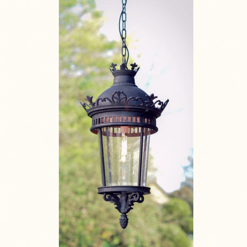 Pendul iluminat exterior din fier forjat, HL 2640, Lustre exterior din Fier Forjat⭐ modele ornamentale de lux pentru casa si terasa foisor în stil rustic, clasic si traditional.✅Design decorativ!❤️Promotii lampi❗ ➽ www.evalight.ro. Alege oferte la corpuri de iluminat exterior din fier forjat, suspensii de tip lustra, pendule si candelabre suspendate, plafoniere aplicate de perete sau tavan, felinare din metal finisaj antic vechi art deco, lemn masiv si abajur sticla cu vitralii, dulie cu bec cu filament normal sau LED tip lumanare, potrivite pt amenajarile moderne elegante cu aspect retro sau vintage, industrial style, realizate manual (handmade), potrivite pt HoReCa (hotel,restaurant,bar,pensiune,sala de nunti), produse de calitate înalta la cel mai bun pret. a