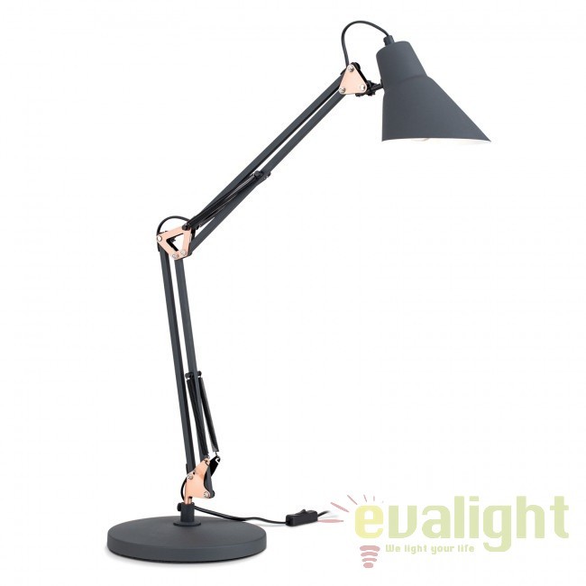 Lampa de birou cu brat articulat Bachelor LA 4-1188 schwarz-cu OR, Veioze de birou moderne, LED⭐ modele ieftine si de lux pentru iluminat birou office si copii.✅DeSiGn original de lux!❤️Promotii lampi birou❗ ➽www.evalight.ro. Alege corpuri de iluminat interior tip veioza birou living pt citit cu reader LED, stil elegant clasic, vintage sau rustic, abajur textil, metal, sticla, lemn, calitate deosebita la cel mai bun pret. a