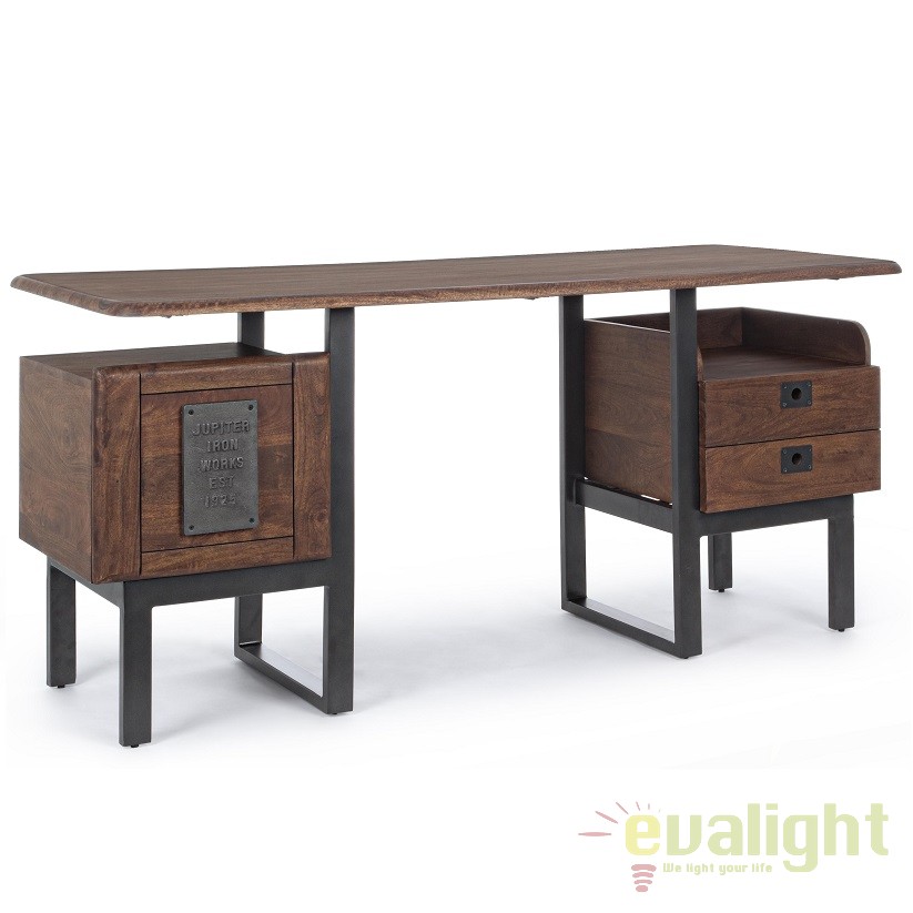 Birou design industrial JUPITER natur 0746394 BZ, Console / Birouri moderne⭐ modele de lux pentru perete hol, mobila living.❤️Promotii mese consola si birou tip consola❗ ➽ www.evalight.ro. Alege mese tip console din lemn, metal, sticla, cu picioare inalte, cu sertare si rafturi, oglinda: clasice in stil baroc, scandinave, minimalist, vintage retro, industrial, pt intrare casa, ieftine si de calitate deosebita la cel mai bun pret. a