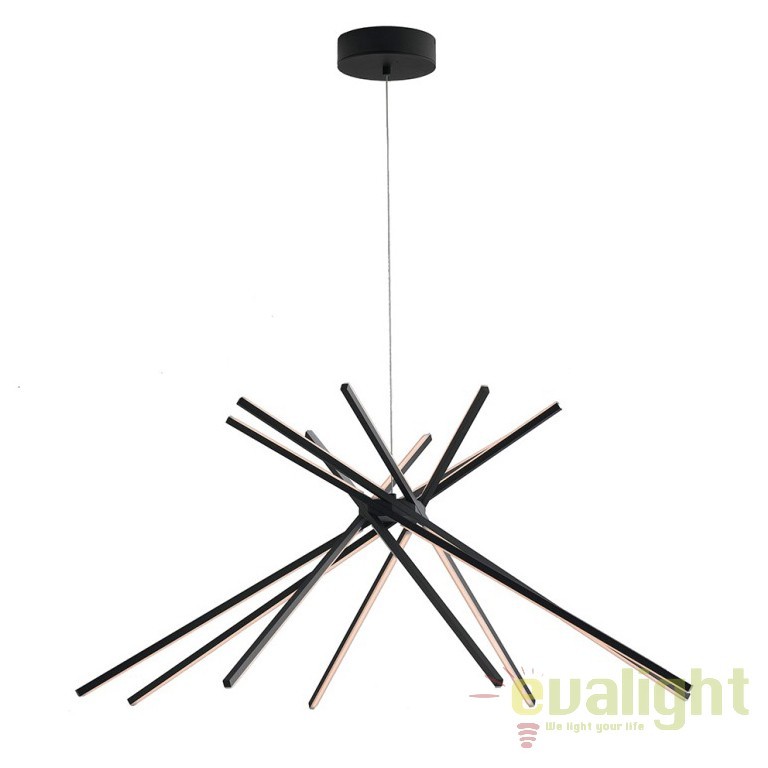 Lustra LED suspendata design modern Shanghai LED-SHANGHAI-S8 NERO FE, Candelabre si Lustre moderne elegante⭐ modele clasice de lux pentru living, bucatarie si dormitor.✅ DeSiGn actual Top 2020!❤️Promotii lampi❗ ➽ www.evalight.ro. Oferte corpuri de iluminat suspendate pt camere de interior (înalte), suspensii (lungi) de tip lustre si candelabre, pendule decorative stil modern, clasic, rustic, baroc, scandinav, retro sau vintage, aplicate pe perete sau de tavan, cu cristale, abajur din material textil, lemn, metal, sticla, bec Edison sau LED, ieftine de calitate deosebita la cel mai bun pret. a