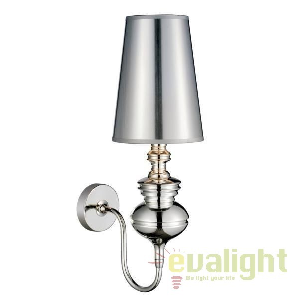 Aplica de perete moderna design elegant Baroco Silver, Candelabre si Lustre moderne elegante⭐ modele clasice de lux pentru living, bucatarie si dormitor.✅ DeSiGn actual Top 2020!❤️Promotii lampi❗ ➽ www.evalight.ro. Oferte corpuri de iluminat suspendate pt camere de interior (înalte), suspensii (lungi) de tip lustre si candelabre, pendule decorative stil modern, clasic, rustic, baroc, scandinav, retro sau vintage, aplicate pe perete sau de tavan, cu cristale, abajur din material textil, lemn, metal, sticla, bec Edison sau LED, ieftine de calitate deosebita la cel mai bun pret. a