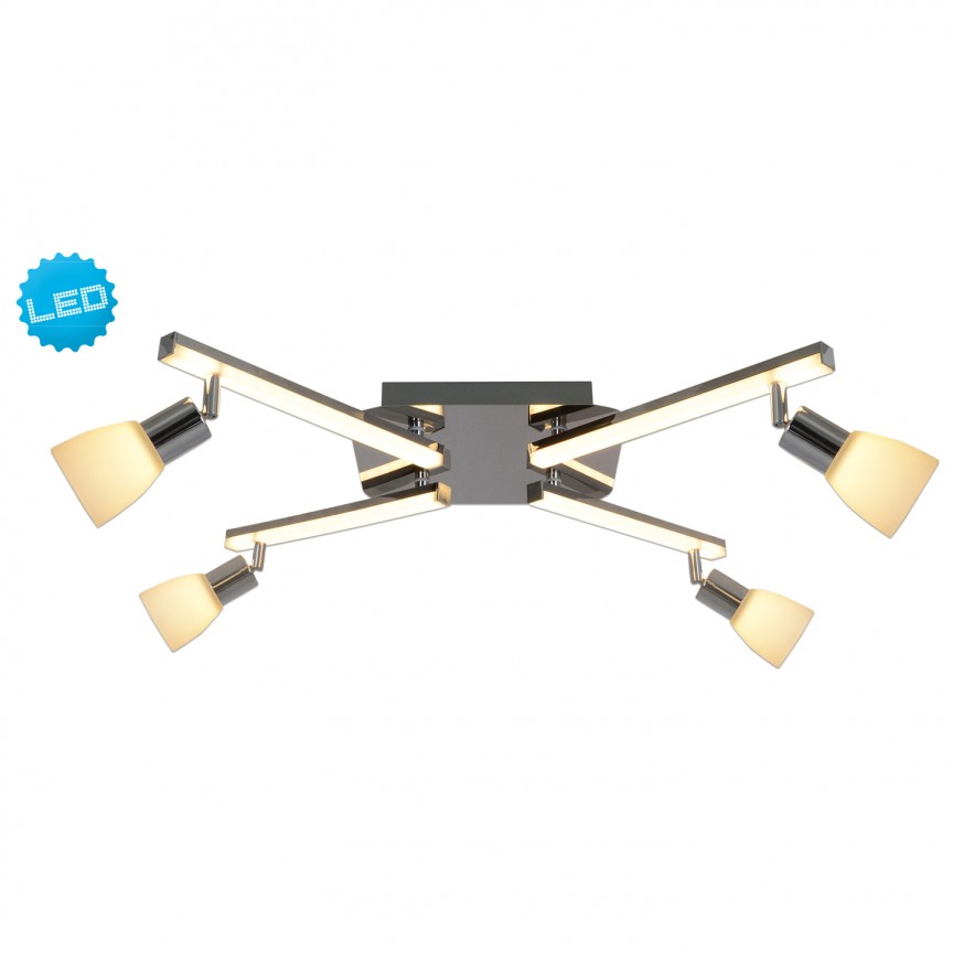 Plafoniera LED cu brate si spoturi directionabile Ibiza 1233442 NV, Plafoniere cu spoturi, LED⭐ modele moderne corpuri de iluminat tip spoturi aplicate pe tavan sau perete.✅Design decorativ unic!❤️Promotii lampi❗ ➽ www.evalight.ro. Alege lustre de iluminat interior tip plafoniere si aplice cu 4 spoturi pe bara cu lumina LED si directie reglabila pentru living, dormitor, bucatarie, baie, hol, camera copii, calitate de lux la cel mai bun pret. a