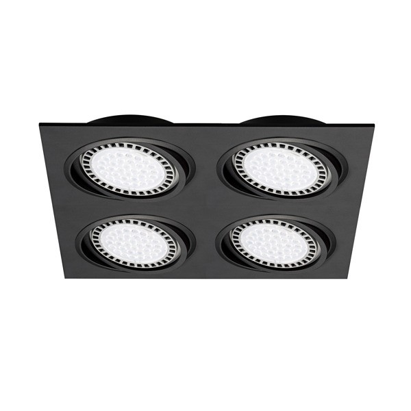 Plafoniera incastrabila cu 4 spoturi directionabile BOXY DL 4, negru 20073-BK ZL, Spoturi incastrate tavan / perete, LED⭐ modele moderne pentru baie, living, dormitor, bucatarie, hol.✅Design decorativ unic!❤️Promotii lampi❗ ➽ www.evalight.ro. Alege corpuri de iluminat interior de tip spot-uri incastrabile cu LED, cu lumina calda, alba rece sau neutra, montare in tavanul fals rigips, mobila, pardoseala, beton, ieftine de calitate la cel mai bun pret. a