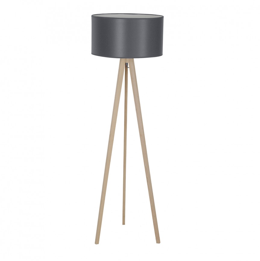 Lampadar cu trepied din lemn design modern Tripod gri, Lampadare moderne de podea⭐ modele elegante pentru iluminat camera living dormitor.✅DeSiGn decorativ de lux unic!❤️Promotii lampi❗ ➽www.evalight.ro. Alege corpuri de iluminat de podea pt interior cu reader LED, ieftine de calitate deosebita la cel mai bun pret. a