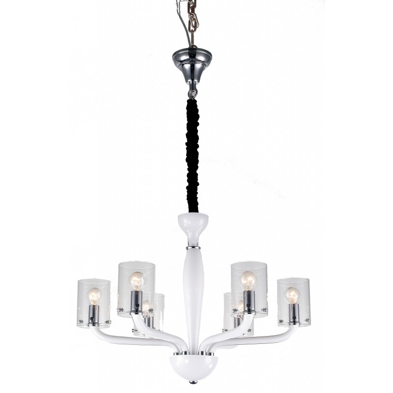 Candelabru cu 6 brate design modern Aurora, alb , Candelabre si Lustre moderne⭐ modele elegante de lux pentru dormitor living, bucatarie.✅DeSiGn decorativ unic!❤️Promotii lampi❗ ➽www.evalight.ro. Alege corpuri de iluminat suspendate pt interior stil modern, suspensii de tip pendule cu cristale, abajur material textil, lemn, metal, sticla, bec tip lumanare Edison sau LED, ieftine de calitate deosebita la cel mai bun pret.

 a