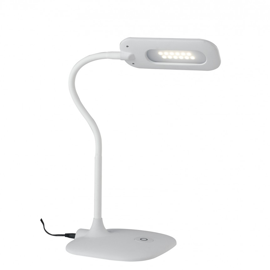 Lampa de birou LED Darwin, alb LEDT-DARWIN-WHITE FE, Veioze / Lampi cu LED, de masa & de birou⭐ modele elegante inalte pentru noptiere dormitor si living.✅DeSiGn decorativ de lux unic!❤️Promotii lampi LED❗ ➽www.evalight.ro. Alege corpuri de iluminat LED interior tip lampi cu picior inalt pt citit cu reader LED, de podea, aspect vintage deosebit cu cristal, abajur din material textil, sticla, lemn, metalic, ceramica cu flori, ieftine de calitate la cel mai bun pret. a