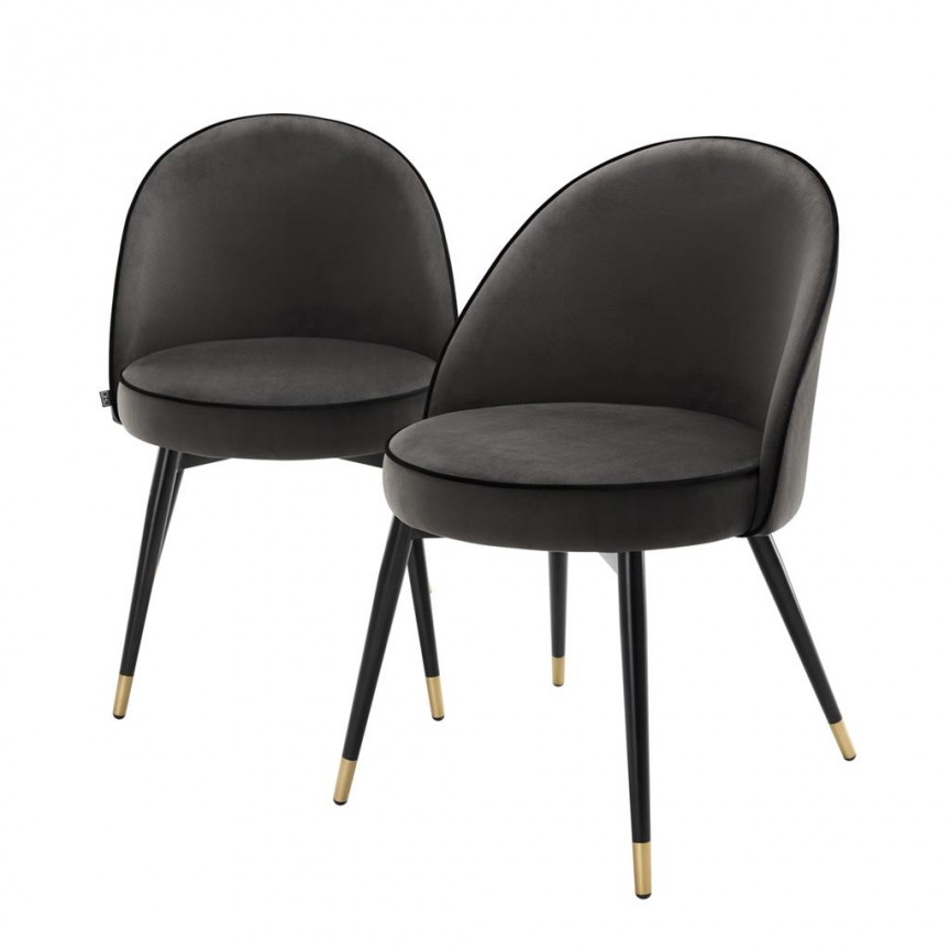 Set de 2 scaune elegante design LUX Cooper, catifea gri inchis 113125 HZ , Promotii lustre, reduceri⭐ corpuri de iluminat, mobila si decoratiuni de interior si exterior.⭕Oferte Pret redus online ➽ www.evalight.ro❗ a