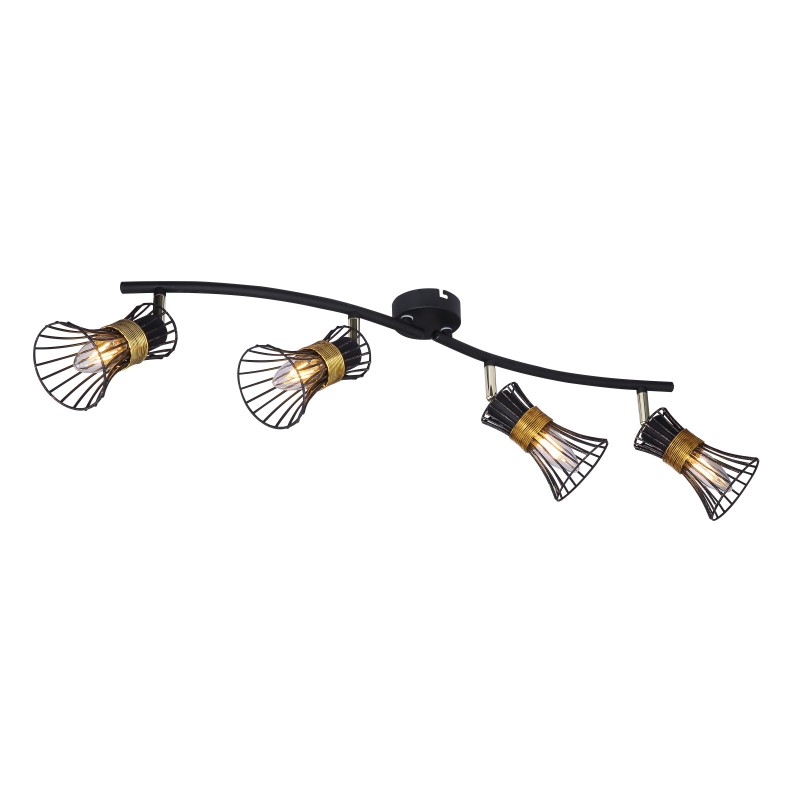 Plafoniera moderna metalica negru-aurie PURRA 4L 54814-4 GL, Lustre aplicate, moderne⭐ modele elegante pentru living, dormitor, bucatarie sau hol.✅DeSiGn decorativ unic!❤️Promotii lampi❗ ➽www.evalight.ro. Alege corpuri de iluminat interior de tip plafoniera si lustre aplicate de tavan, ieftine de de lux, calitate deosebita la cel mai bun pret. a