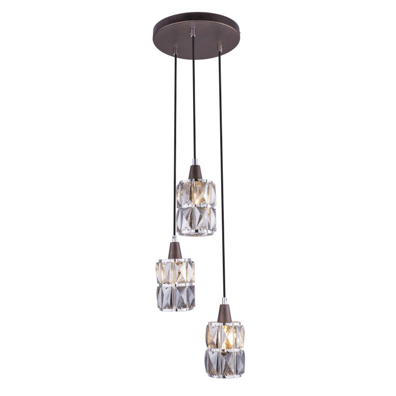 Lustra moderna cu 3 pendule WOLLI bronz/fumuriu 15761-3 GL, Candelabre si Lustre moderne elegante⭐ modele clasice de lux pentru living, bucatarie si dormitor.✅ DeSiGn actual Top 2020!❤️Promotii lampi❗ ➽ www.evalight.ro. Oferte corpuri de iluminat suspendate pt camere de interior (înalte), suspensii (lungi) de tip lustre si candelabre, pendule decorative stil modern, clasic, rustic, baroc, scandinav, retro sau vintage, aplicate pe perete sau de tavan, cu cristale, abajur din material textil, lemn, metal, sticla, bec Edison sau LED, ieftine de calitate deosebita la cel mai bun pret. a