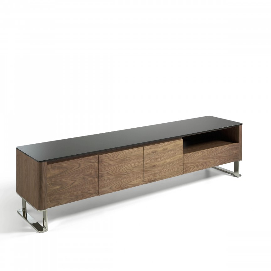 Comoda TV eleganta design LUX Walnut/Black AC-191-F, Dulapuri / Comode moderne⭐ modele elegante de lux mobila cu sertare, usi si rafturi pentru living, dormitor si hol.❤️Promotii dulapuri si comode TV❗ Alege comode lungi masute tip comode TV din lemn, metal, sticla, albe lucioase, cu picioare inalte metalice, oglinda: clasice in stil baroc, scandinave, minimalist, vintage retro, industrial, calitate deosebita la cel mai bun pret. a