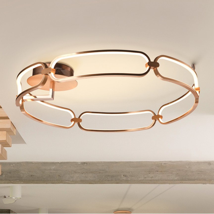 Lustra LED aplicata design ultra-modern Ø80cm Colette auriu roze, Plafoniere moderne, LED⭐ modele elegante pentru living, dormitor, bucatarie sau hol.✅DeSiGn decorativ actual unic!❤️Promotii lampi❗ ➽www.evalight.ro. Alege corpuri de iluminat interior de tip plafoniera, lustre aplicate de tavan si perete pt camere casa, ieftine si de lux, calitate deosebita la cel mai bun pret. a