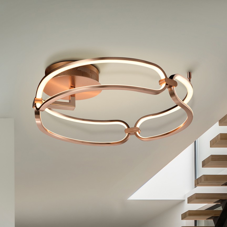 Lustra LED aplicata design ultra-modern Ø47cm Colette auriu roze, Plafoniere LED de baie, bucatarie, dormitor si living⭐ modele moderne pentru interioare elegante de lux.✅DeSiGn decorativ unic!❤️Promotii lampi❗ ➽www.evalight.ro. Alege oferte NOI corpuri de iluminat de tip plafoniere si lustre aplicate, aplice tavan si de perete, ieftine de calitate deosebita la cel mai bun pret. a