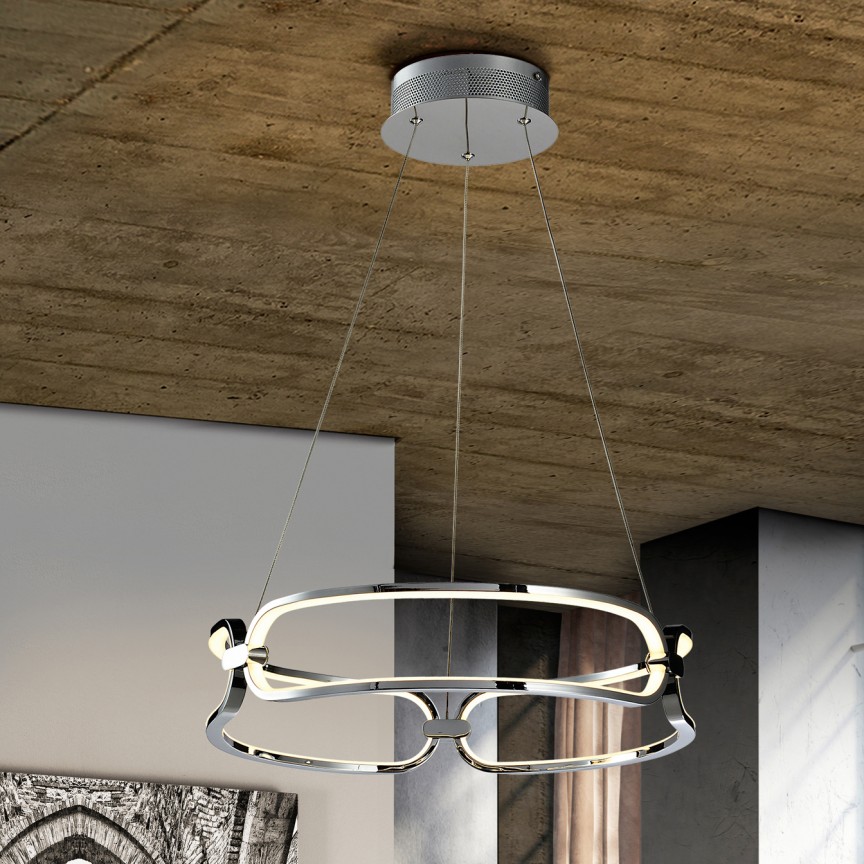 Lustra LED suspendata design ultra-modern Ø47cm Colette. crom, Promotii lustre, reduceri⭐ corpuri de iluminat, mobila si decoratiuni de interior si exterior.⭕Oferte Pret redus online ➽ www.evalight.ro❗ a