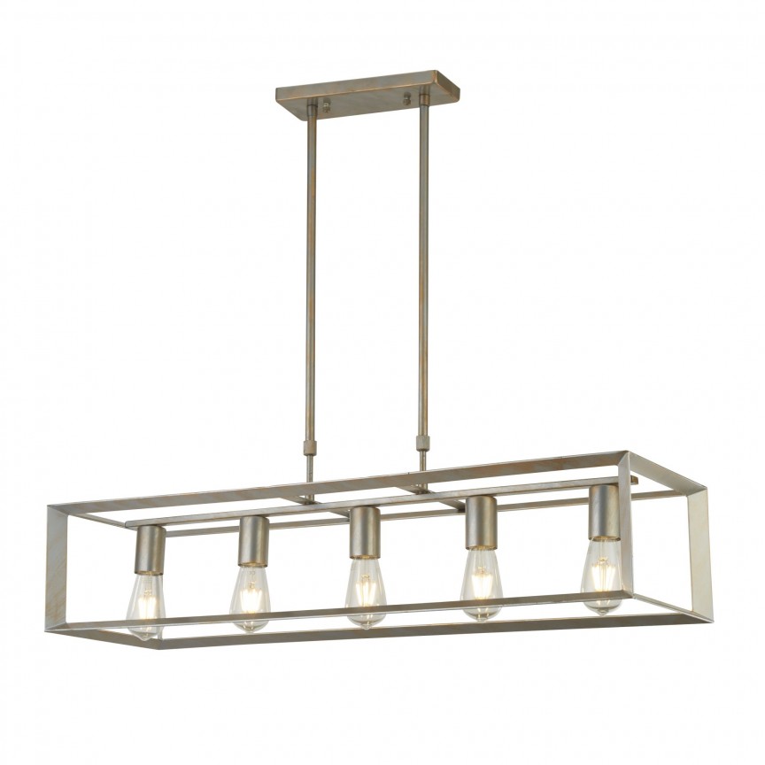 Lustra suspendata stil industrial Heaton 5L 2415-5SI SRT, Candelabre Vintage, Retro⭐ modele lustre decorative moderne pentru iluminat bucatarie, dormitor si living.✅Design elegant unic!❤️Promotii lampi❗ ➽ www.evalight.ro. Oferte la corpuri de iluminat suspendate de tip suspensii pentru camere interior, decorate in stil antichizat industrial, retro sau vintage, abajur material textil, lemn, metal, sticla, bec tip lumanare Edison sau LED, ieftine si de lux, calitate deosebita la cel mai bun pret. a