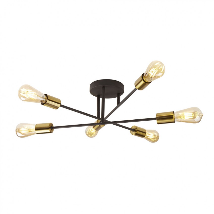 Lustra moderna design minimalist Armstrong 6L 8046-6BK SRT, Candelabre Vintage, Retro⭐ modele lustre decorative moderne pentru iluminat bucatarie, dormitor si living.✅Design elegant unic!❤️Promotii lampi❗ ➽ www.evalight.ro. Oferte la corpuri de iluminat suspendate de tip suspensii pentru camere interior, decorate in stil antichizat industrial, retro sau vintage, abajur material textil, lemn, metal, sticla, bec tip lumanare Edison sau LED, ieftine si de lux, calitate deosebita la cel mai bun pret. a