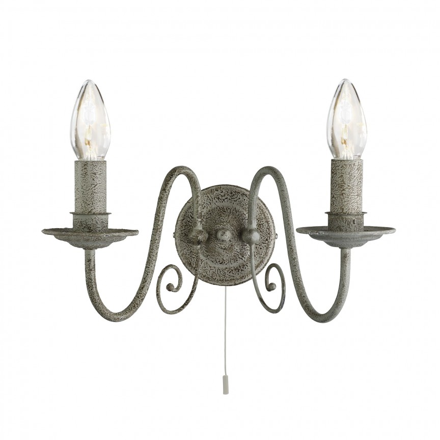 Aplica de perete stil rustic Greythorne 3362-2GY SRT, Candelabre si Lustre moderne elegante⭐ modele clasice de lux pentru living, bucatarie si dormitor.✅ DeSiGn actual Top 2020!❤️Promotii lampi❗ ➽ www.evalight.ro. Oferte corpuri de iluminat suspendate pt camere de interior (înalte), suspensii (lungi) de tip lustre si candelabre, pendule decorative stil modern, clasic, rustic, baroc, scandinav, retro sau vintage, aplicate pe perete sau de tavan, cu cristale, abajur din material textil, lemn, metal, sticla, bec Edison sau LED, ieftine de calitate deosebita la cel mai bun pret. a